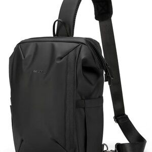 Luxe Black Sling Backpack - Multi-Compartment Crossbody for Urban Professionals